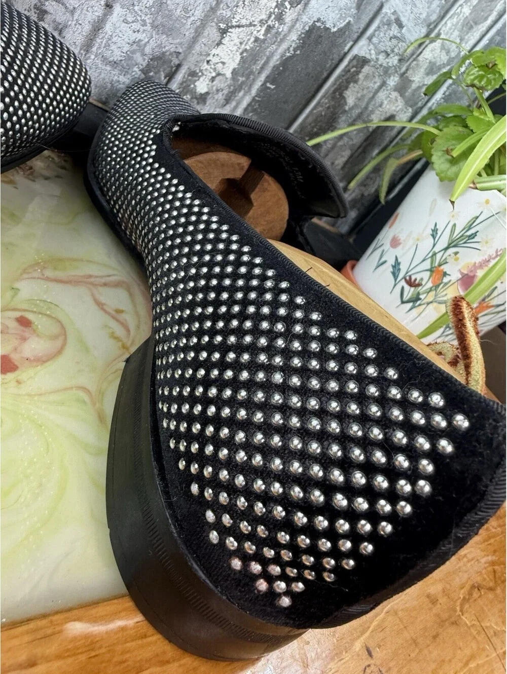 Stacy Adams 25228-042 Men’s Black/Silver Studded Slip-On Dress Loafer US 13 M